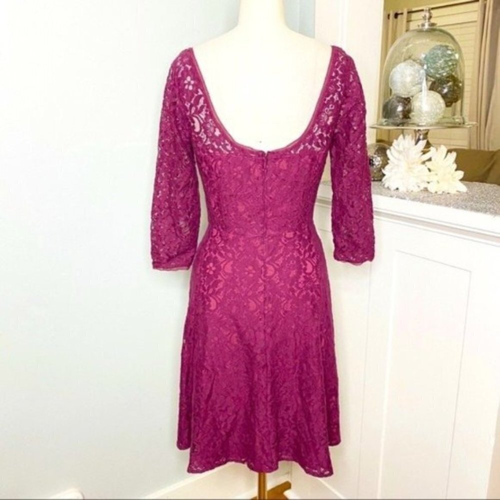 White House Black Market Lace Fit & Flare Dress Purple 2 XS - Picture 4 of 10